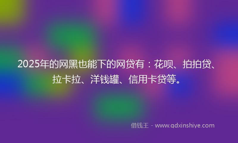2025年的网黑也能下的网贷有：花呗、拍拍贷、拉卡拉、洋钱罐、信用卡贷等。
