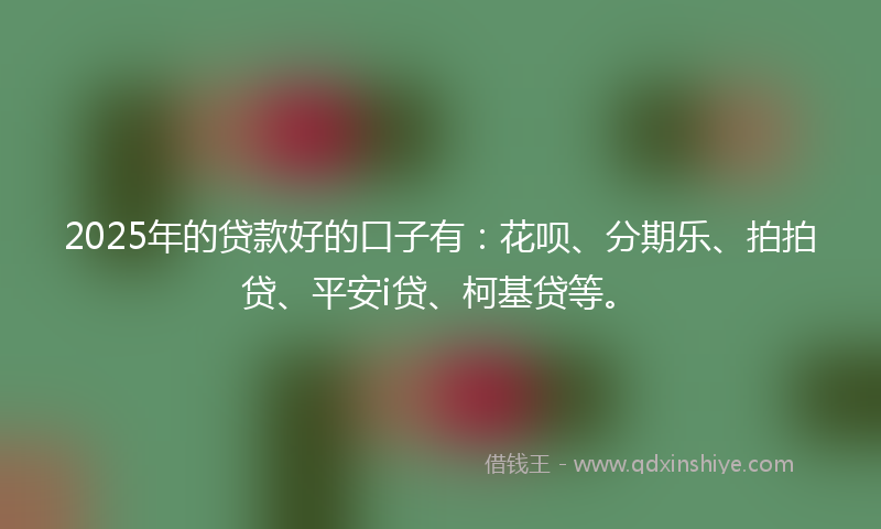 2025年的贷款好的口子有：花呗、分期乐、拍拍贷、平安i贷、柯基贷等。
