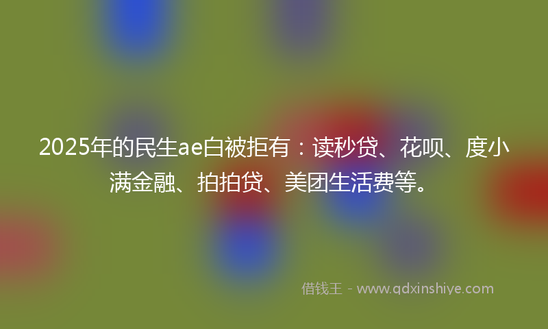 2025年的民生ae白被拒有：读秒贷、花呗、度小满金融、拍拍贷、美团生活费等。