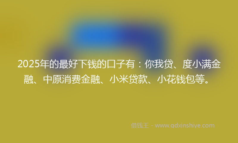 2025年的最好下钱的口子有：你我贷、度小满金融、中原消费金融、小米贷款、小花钱包等。