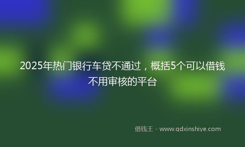2025年热门银行车贷不通过，概括5个可以借钱不用审核的平台