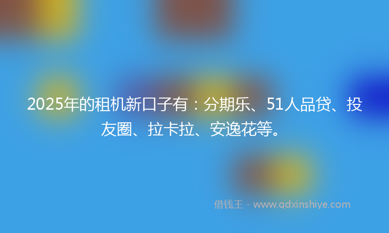 2025年的租机新口子有：分期乐、51人品贷、投友圈、拉卡拉、安逸花等。