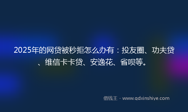 2025年的网贷被秒拒怎么办有：投友圈、功夫贷、维信卡卡贷、安逸花、省呗等。