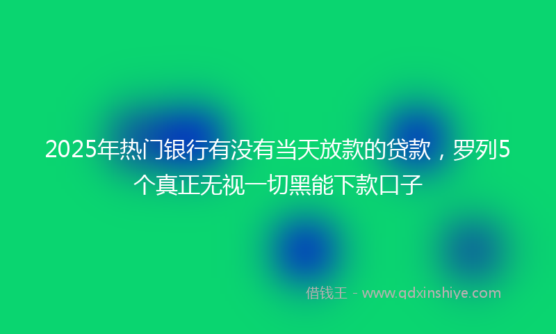 2025年热门银行有没有当天放款的贷款，罗列5个真正无视一切黑能下款口子