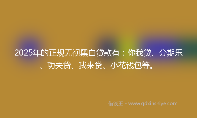 2025年的正规无视黑白贷款有：你我贷、分期乐、功夫贷、我来贷、小花钱包等。
