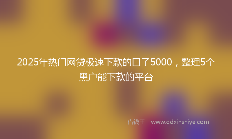 2025年热门网贷极速下款的口子5000，整理5个黑户能下款的平台