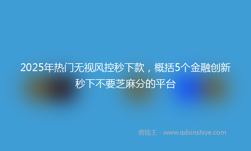 2025年热门无视风控秒下款，概括5个金融创新秒下不要芝麻分的平台