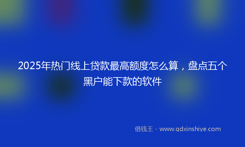 2025年热门线上贷款最高额度怎么算，盘点五个黑户能下款的软件
