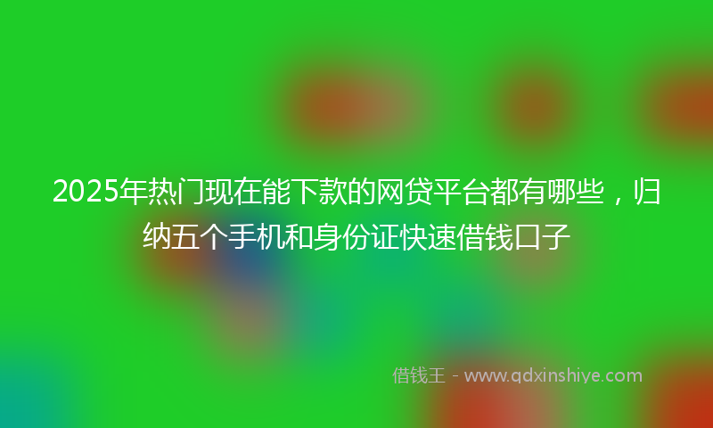 2025年热门现在能下款的网贷平台都有哪些，归纳五个手机和身份证快速借钱口子