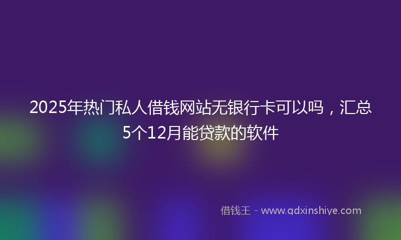 2025年热门私人借钱网站无银行卡可以吗，汇总5个12月能贷款的软件