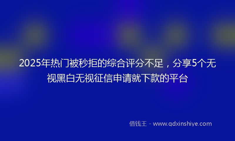 2025年热门被秒拒的综合评分不足，分享5个无视黑白无视征信申请就下款的平台