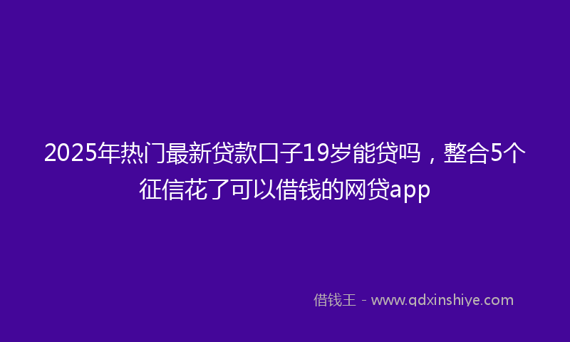 2025年热门最新贷款口子19岁能贷吗，整合5个征信花了可以借钱的网贷app
