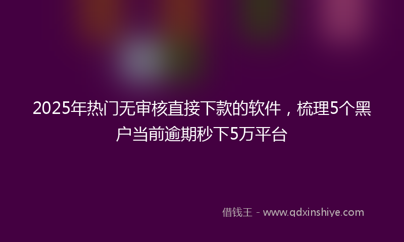 2025年热门无审核直接下款的软件，梳理5个黑户当前逾期秒下5万平台