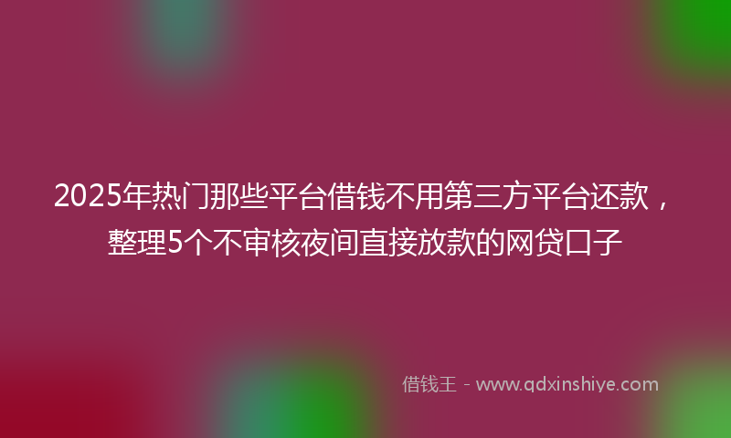 2025年热门那些平台借钱不用第三方平台还款，整理5个不审核夜间直接放款的网贷口子