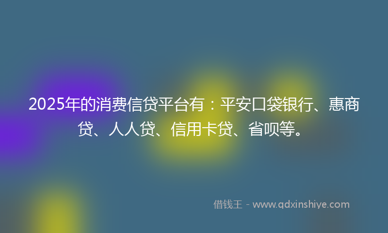 2025年的消费信贷平台有：平安口袋银行、惠商贷、人人贷、信用卡贷、省呗等。