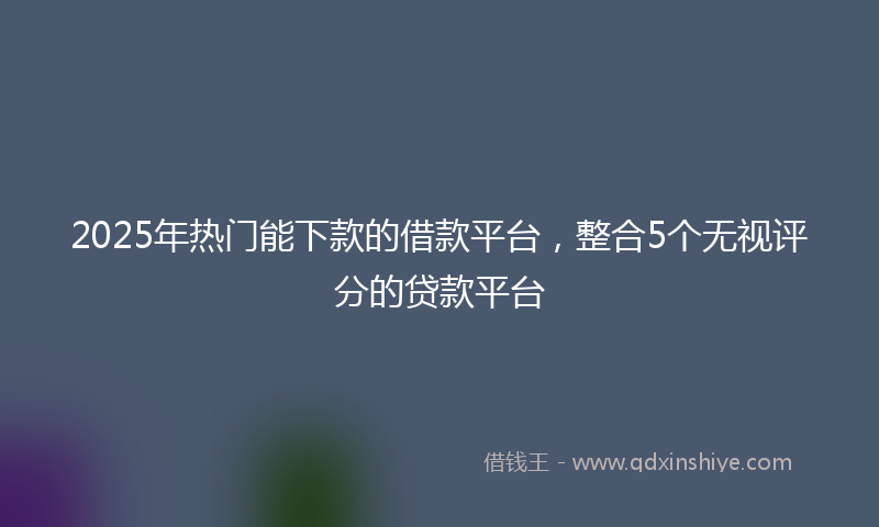 2025年热门能下款的借款平台，整合5个无视评分的贷款平台