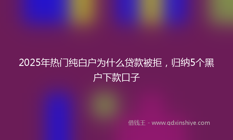 2025年热门纯白户为什么贷款被拒，归纳5个黑户下款口子