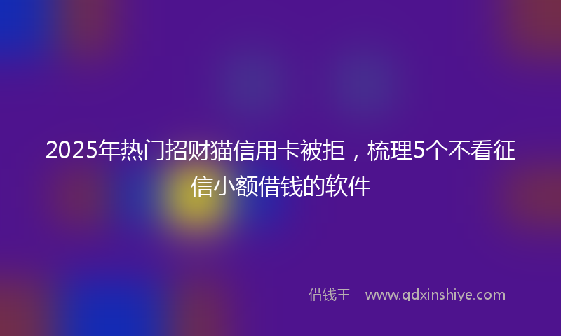 2025年热门招财猫信用卡被拒，梳理5个不看征信小额借钱的软件