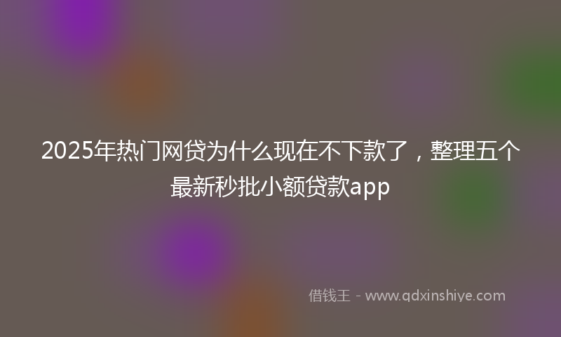 2025年热门网贷为什么现在不下款了，整理五个最新秒批小额贷款app