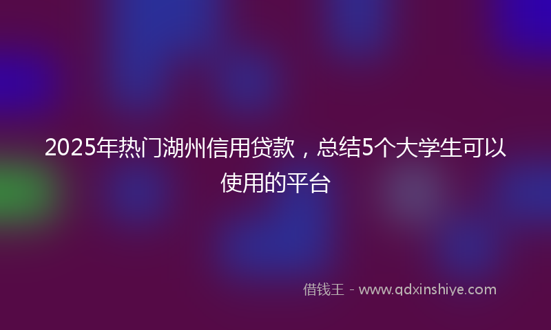 2025年热门湖州信用贷款，总结5个大学生可以使用的平台