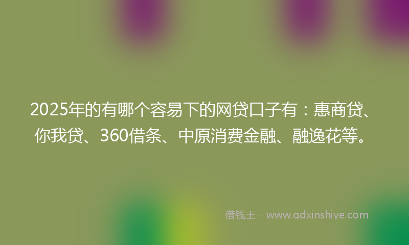 2025年的有哪个容易下的网贷口子有：惠商贷、你我贷、360借条、中原消费金融、融逸花等。