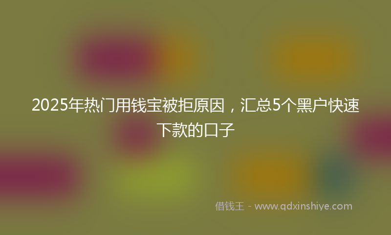 2025年热门用钱宝被拒原因，汇总5个黑户快速下款的口子