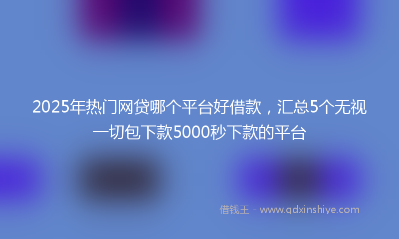 2025年热门网贷哪个平台好借款，汇总5个无视一切包下款5000秒下款的平台
