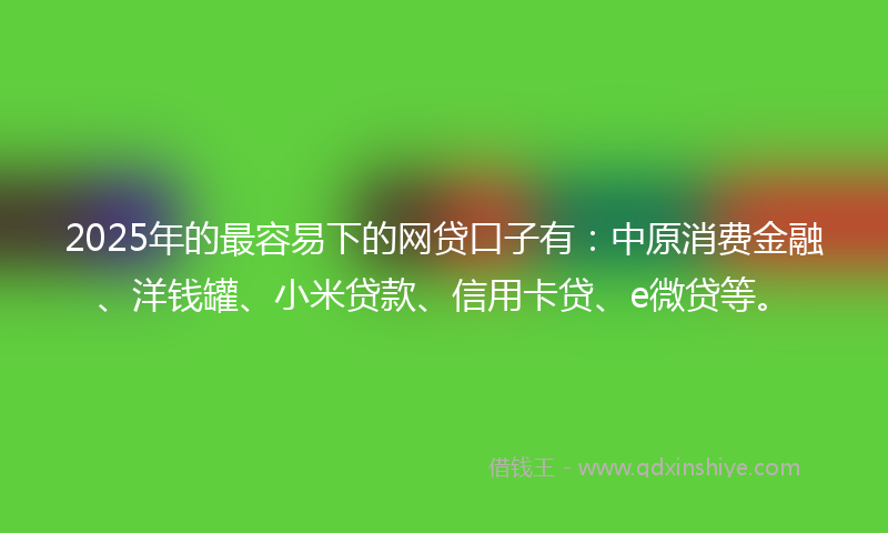 2025年的最容易下的网贷口子有：中原消费金融、洋钱罐、小米贷款、信用卡贷、e微贷等。