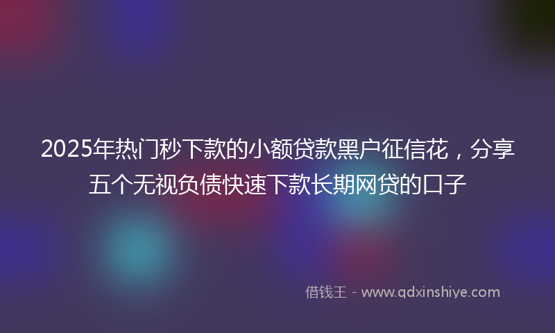 2025年热门秒下款的小额贷款黑户征信花，分享五个无视负债快速下款长期网贷的口子