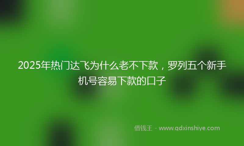 2025年热门达飞为什么老不下款，罗列五个新手机号容易下款的口子