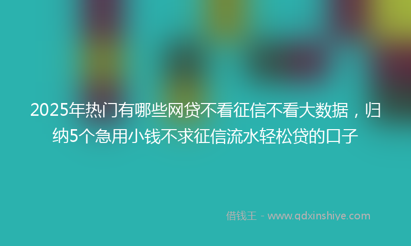 2025年热门有哪些网贷不看征信不看大数据，归纳5个急用小钱不求征信流水轻松贷的口子
