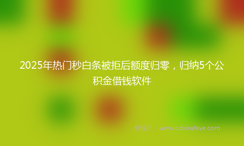 2025年热门秒白条被拒后额度归零，归纳5个公积金借钱软件