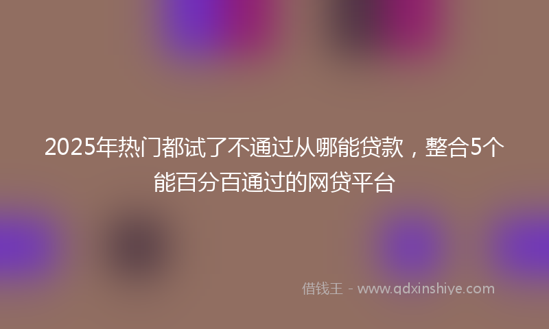 2025年热门都试了不通过从哪能贷款，整合5个能百分百通过的网贷平台