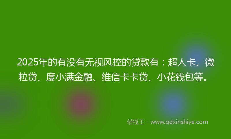 2025年的有没有无视风控的贷款有：超人卡、微粒贷、度小满金融、维信卡卡贷、小花钱包等。