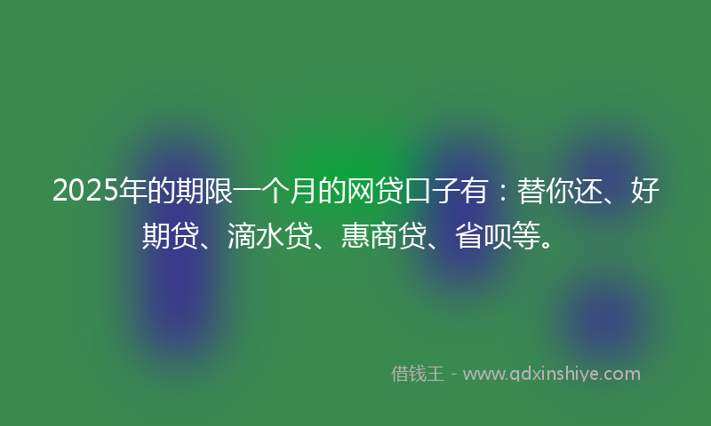 2025年的期限一个月的网贷口子有：替你还、好期贷、滴水贷、惠商贷、省呗等。