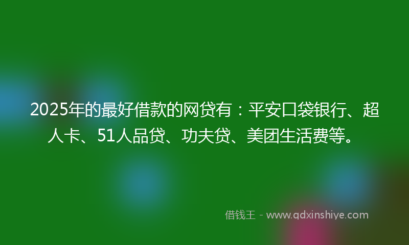 2025年的最好借款的网贷有：平安口袋银行、超人卡、51人品贷、功夫贷、美团生活费等。