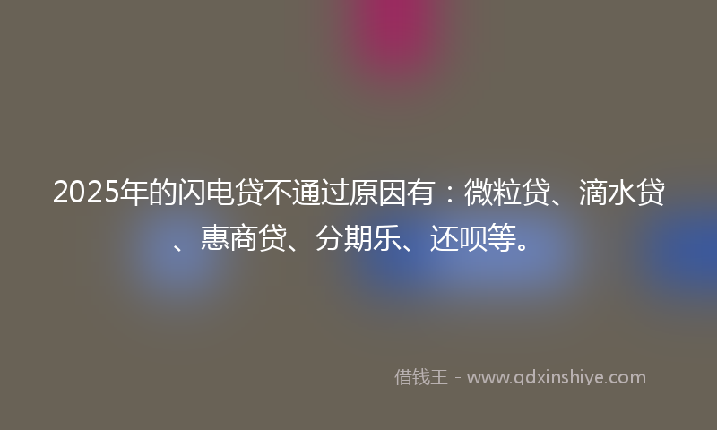 2025年的闪电贷不通过原因有：微粒贷、滴水贷、惠商贷、分期乐、还呗等。