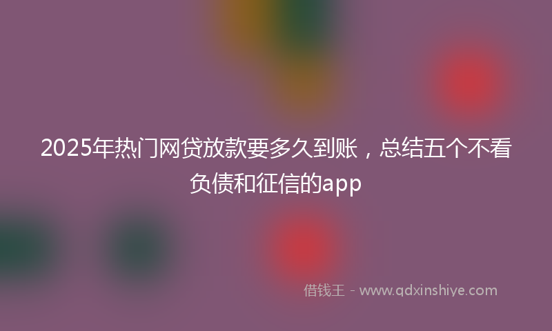 2025年热门网贷放款要多久到账，总结五个不看负债和征信的app