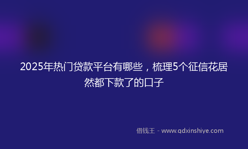 2025年热门贷款平台有哪些，梳理5个征信花居然都下款了的口子