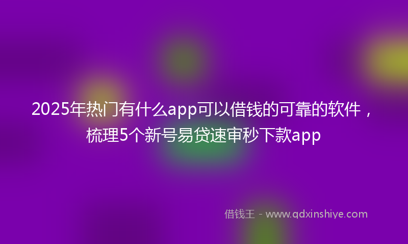 2025年热门有什么app可以借钱的可靠的软件，梳理5个新号易贷速审秒下款app