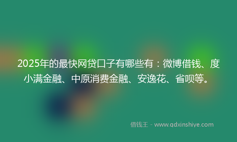 2025年的最快网贷口子有哪些有：微博借钱、度小满金融、中原消费金融、安逸花、省呗等。