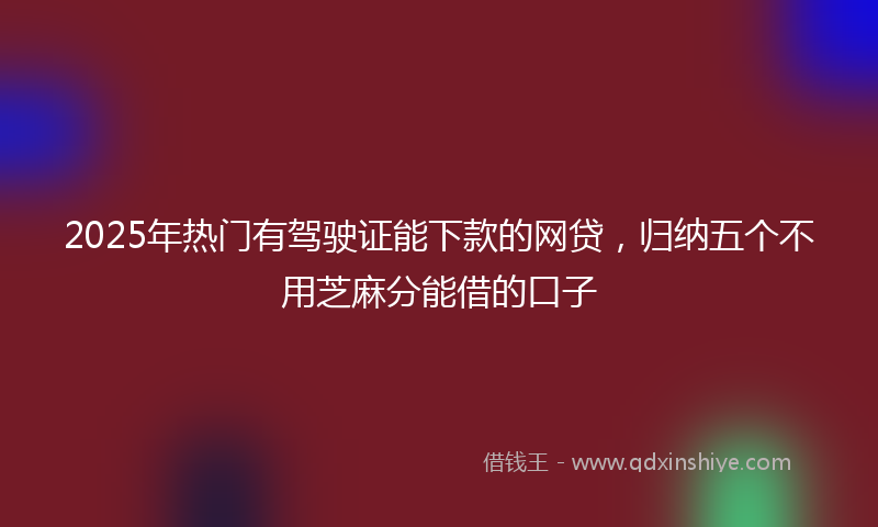 2025年热门有驾驶证能下款的网贷，归纳五个不用芝麻分能借的口子