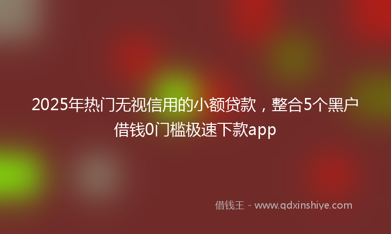 2025年热门无视信用的小额贷款，整合5个黑户借钱0门槛极速下款app