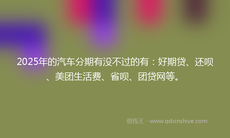 2025年的汽车分期有没不过的有：好期贷、还呗、美团生活费、省呗、团贷网等。