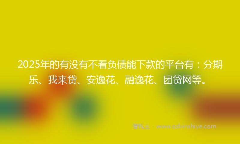 2025年的有没有不看负债能下款的平台有：分期乐、我来贷、安逸花、融逸花、团贷网等。
