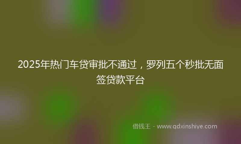 2025年热门车贷审批不通过，罗列五个秒批无面签贷款平台