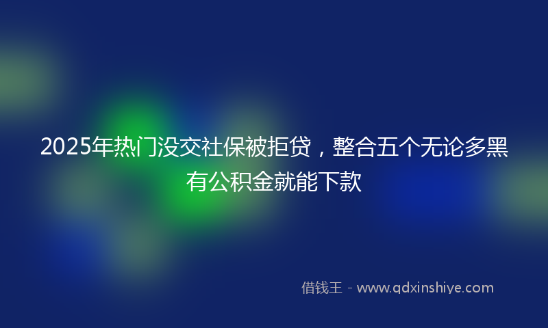 2025年热门没交社保被拒贷，整合五个无论多黑有公积金就能下款