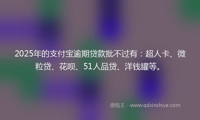 2025年的支付宝逾期贷款批不过有：超人卡、微粒贷、花呗、51人品贷、洋钱罐等。