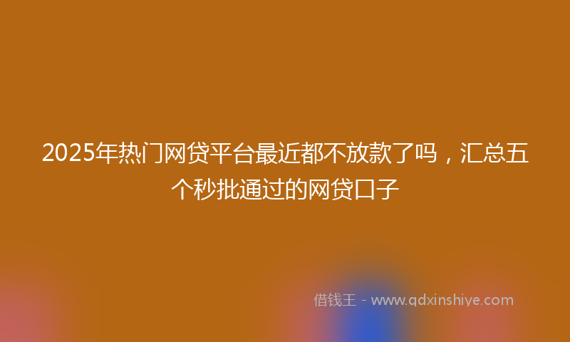 2025年热门网贷平台最近都不放款了吗，汇总五个秒批通过的网贷口子