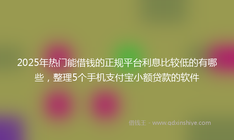 2025年热门能借钱的正规平台利息比较低的有哪些，整理5个手机支付宝小额贷款的软件